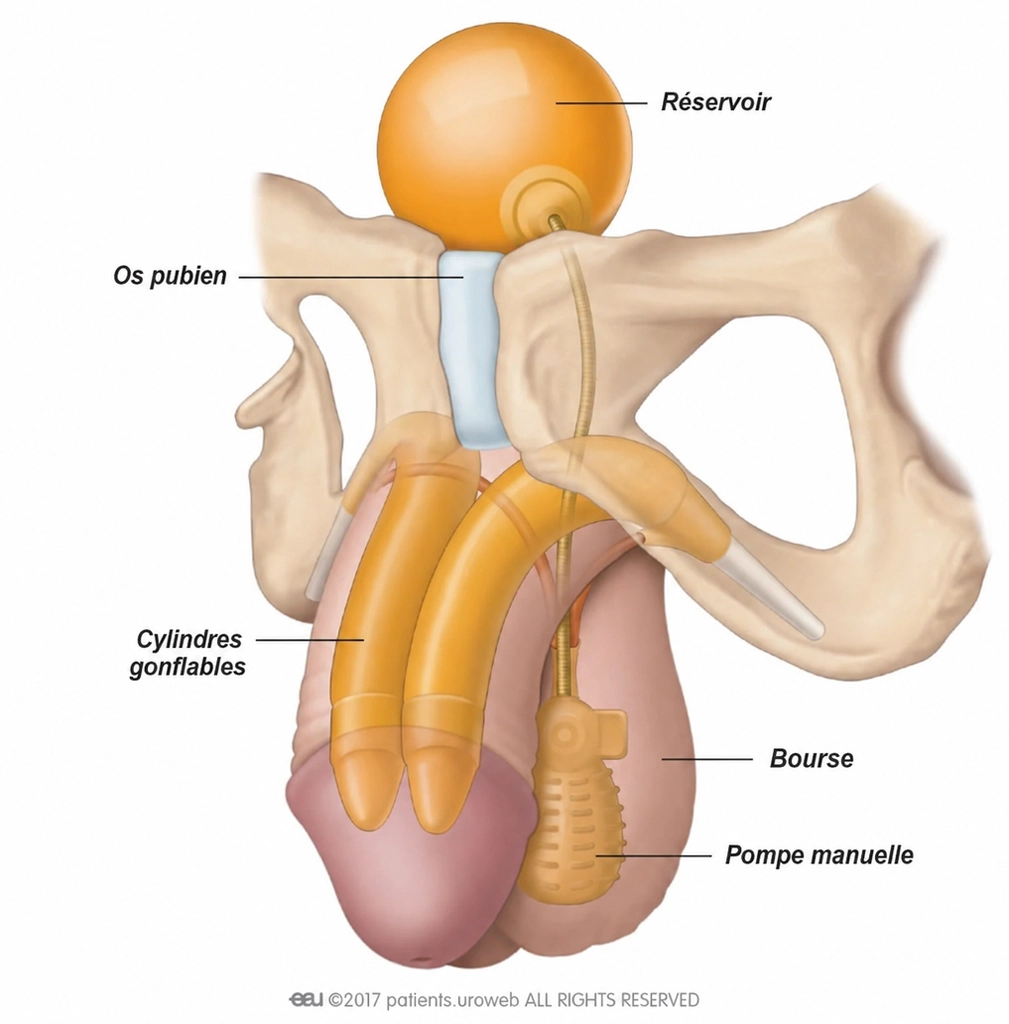 Fig. 1 : Un type courant d’implant pénien gonflable.